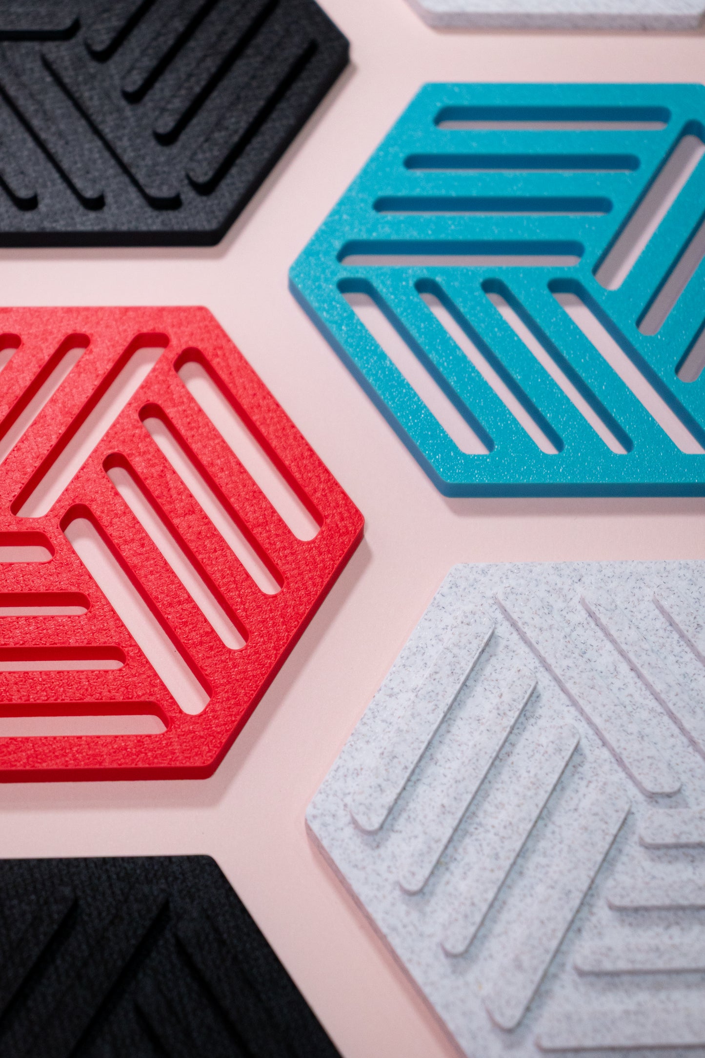 Hexagonal Interlocking Coaster Set – Space-Saving & Stylish